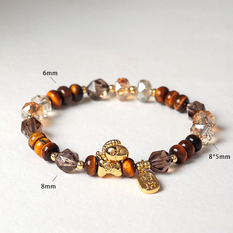 Fortune Jewel Tiger Eye Ice Obsidian Pearl Year Of The Horse Lucky Fortune Prosperity Bracelet - Fortune Jewel