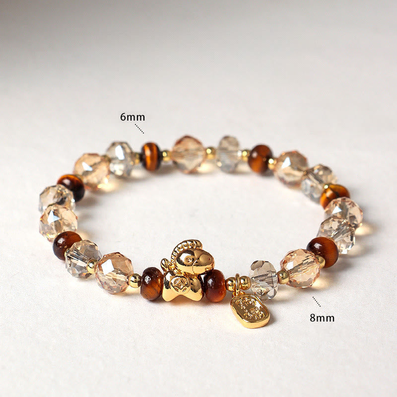 Fortune Jewel Tiger Eye Ice Obsidian Pearl Year Of The Horse Lucky Fortune Prosperity Bracelet - Fortune Jewel