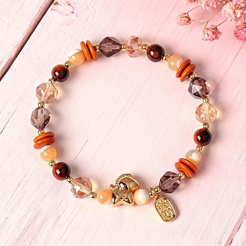 Fortune Jewel Tiger Eye Ice Obsidian Pearl Year Of The Horse Lucky Fortune Prosperity Bracelet - Fortune Jewel