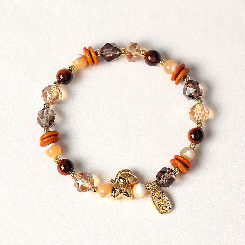 Fortune Jewel Tiger Eye Ice Obsidian Pearl Year Of The Horse Lucky Fortune Prosperity Bracelet - Fortune Jewel