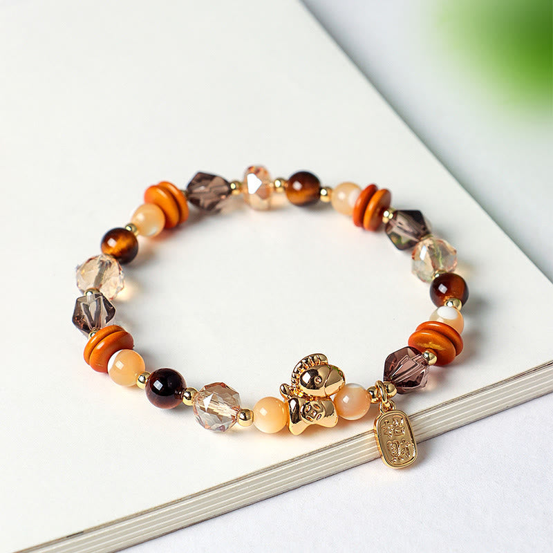 Fortune Jewel Tiger Eye Ice Obsidian Pearl Year Of The Horse Lucky Fortune Prosperity Bracelet - Fortune Jewel