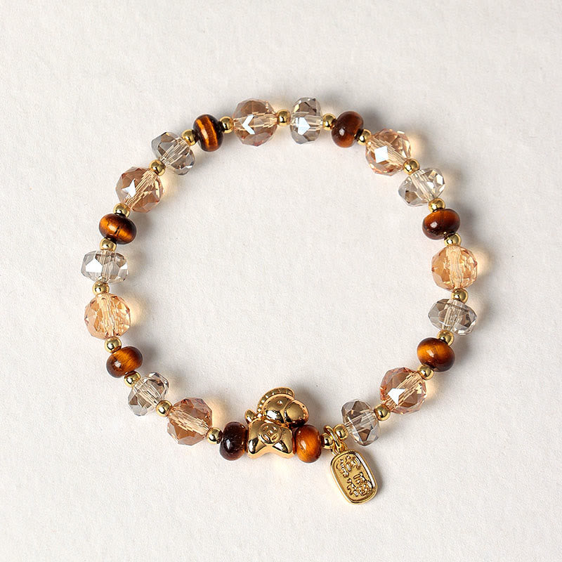 Fortune Jewel Tiger Eye Ice Obsidian Pearl Year Of The Horse Lucky Fortune Prosperity Bracelet - Fortune Jewel