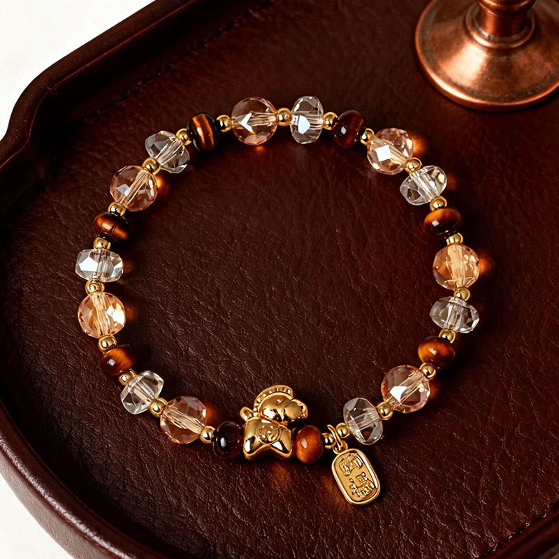 Fortune Jewel Tiger Eye Ice Obsidian Pearl Year Of The Horse Lucky Fortune Prosperity Bracelet - Fortune Jewel
