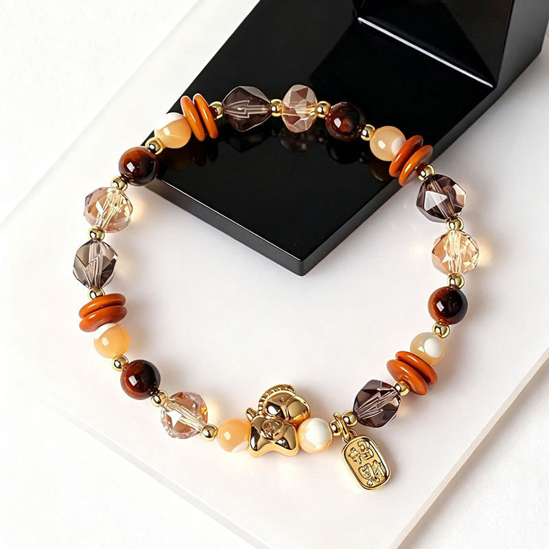 Fortune Jewel Tiger Eye Ice Obsidian Pearl Year Of The Horse Lucky Fortune Prosperity Bracelet - Fortune Jewel
