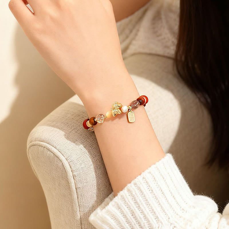 Fortune Jewel Tiger Eye Ice Obsidian Pearl Year Of The Horse Lucky Fortune Prosperity Bracelet - Fortune Jewel