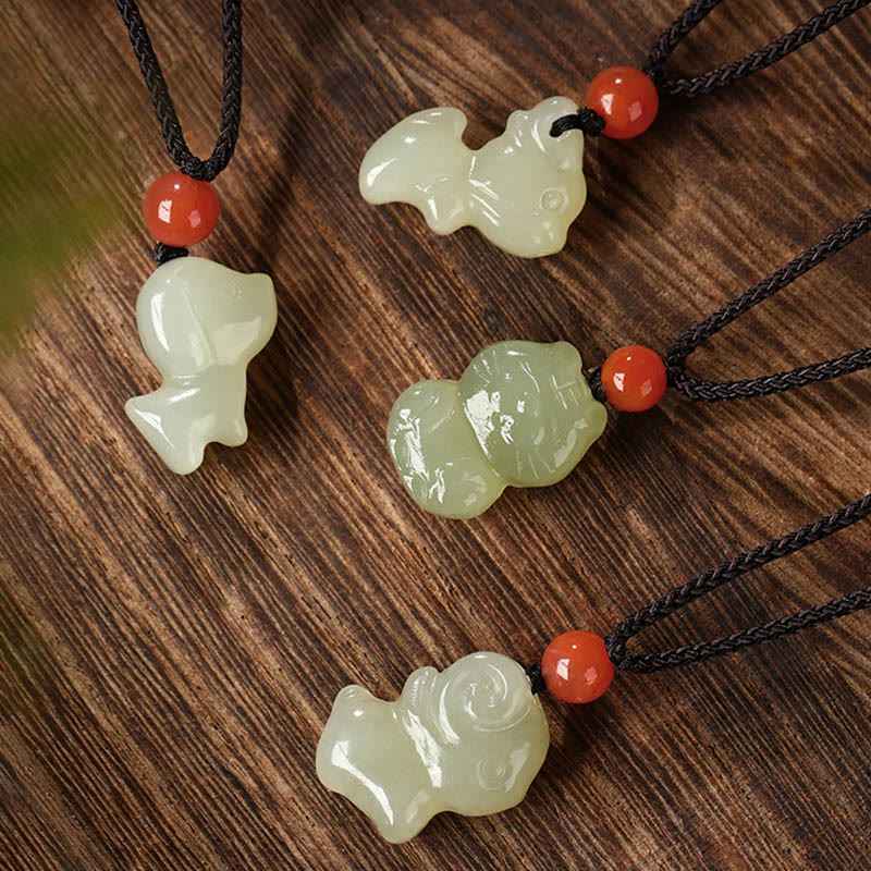 Fortune Jewel Chinese Zodiac Year Of The Horse Jade South Red Agate Prosperity Necklace Pendants