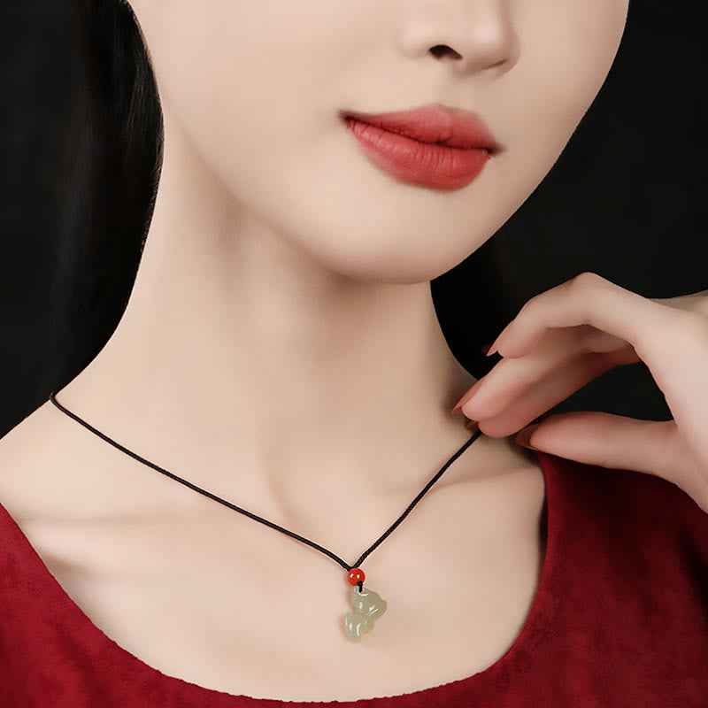 Fortune Jewel Chinese Zodiac Year Of The Horse Jade South Red Agate Prosperity Necklace Pendants
