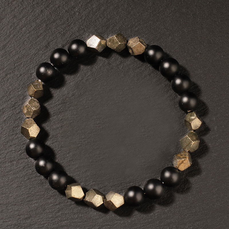 Fortune Jewel Pyrite Frosted Stone Confidence Balance Bracelet - Fortune Jewel