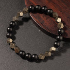 Fortune Jewel Pyrite Frosted Stone Confidence Balance Bracelet - Fortune Jewel