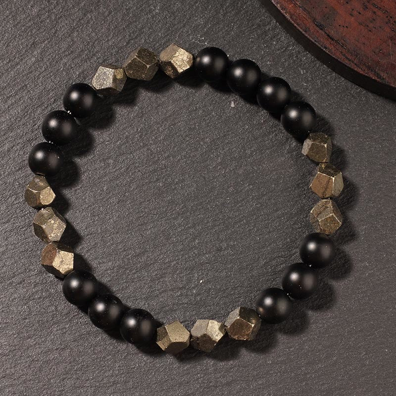 Fortune Jewel Pyrite Frosted Stone Confidence Balance Bracelet - Fortune Jewel