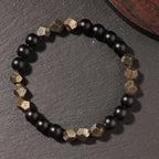 Fortune Jewel Pyrite Frosted Stone Confidence Balance Bracelet - Fortune Jewel