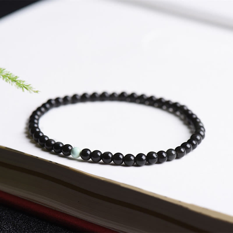 Fortune Jewel Black Obsidian Turquoise Strength Fulfilment Bracelet - Fortune Jewel