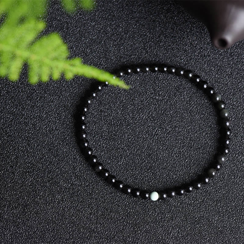 Fortune Jewel Black Obsidian Turquoise Strength Fulfilment Bracelet - Fortune Jewel