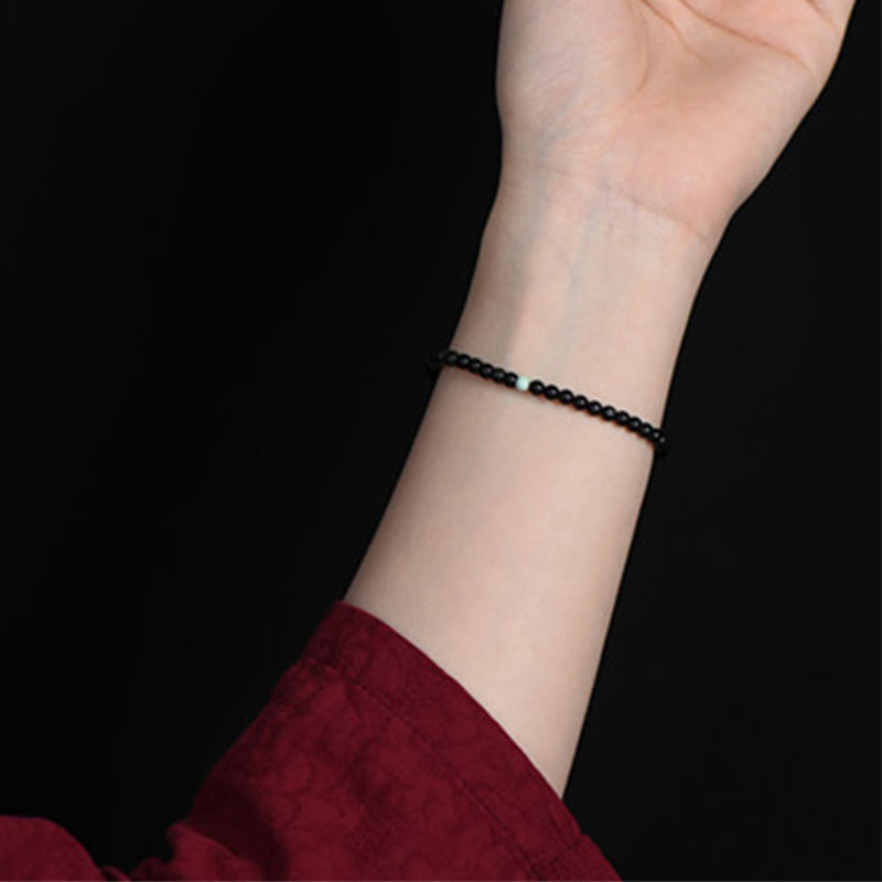 Fortune Jewel Black Obsidian Turquoise Strength Fulfilment Bracelet - Fortune Jewel