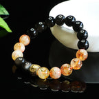 Fortune Jewel Om Mani Padme Hum Silver Sheen Obsidian Citrine Protection Bracelet - Fortune Jewel