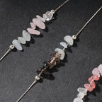 Buddha Stones Black Obsidian Smoky Quartz Garnet Aquamarine Strawberry Quartz Pink Crystal Strength Necklace Pendant - Fortune Jewel