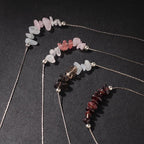 Buddha Stones Black Obsidian Smoky Quartz Garnet Aquamarine Strawberry Quartz Pink Crystal Strength Necklace Pendant - Fortune Jewel