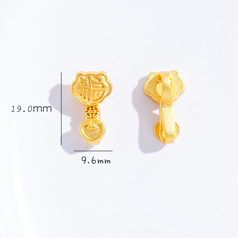 Fortune Jewel Ruyi Handle Fu Character Copper Plated Gold Rope Adjustable Luck Bracelet - Fortune Jewel