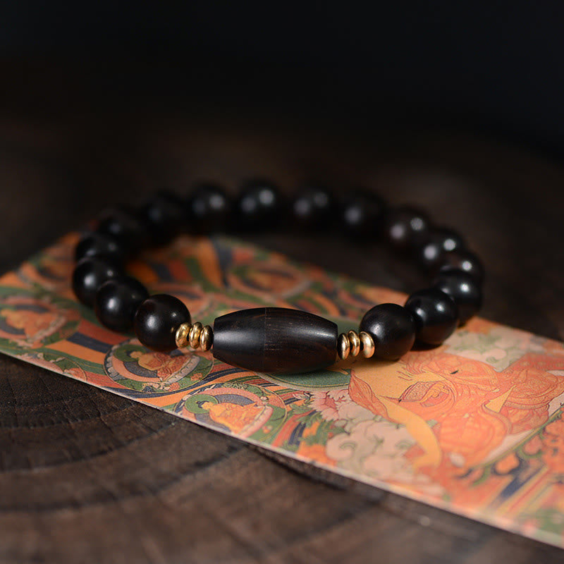 Fortune Jewel Ebony Beads With Sutra Scroll Blessing Protection Bracelet - Fortune Jewel