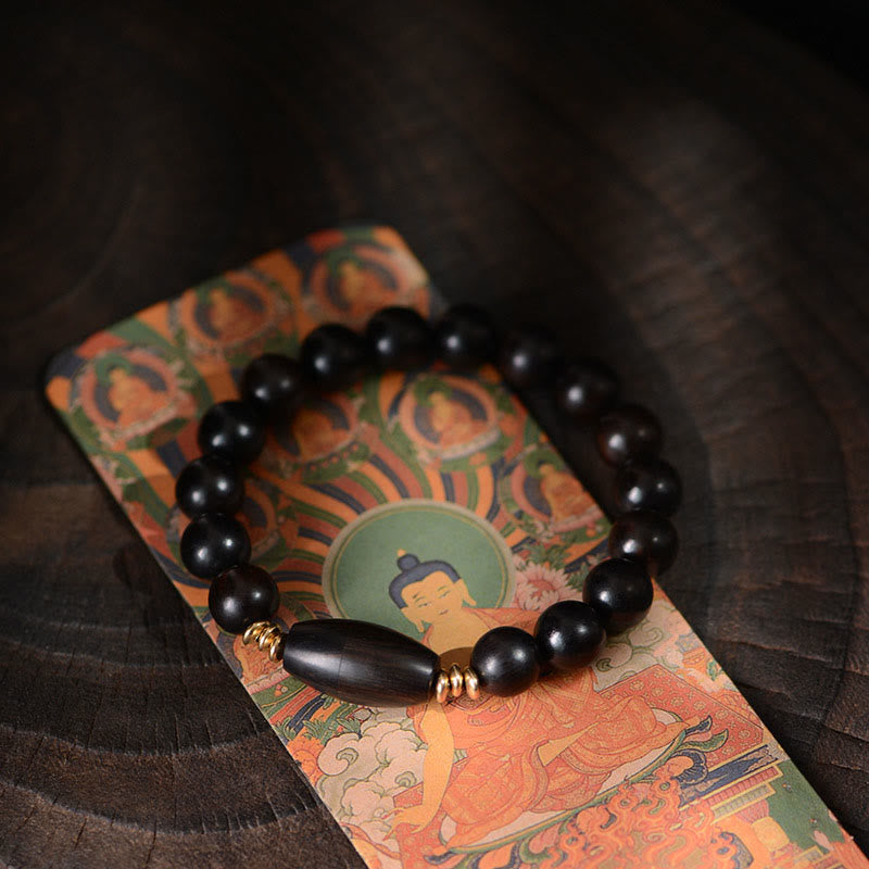 Fortune Jewel Ebony Beads With Sutra Scroll Blessing Protection Bracelet - Fortune Jewel