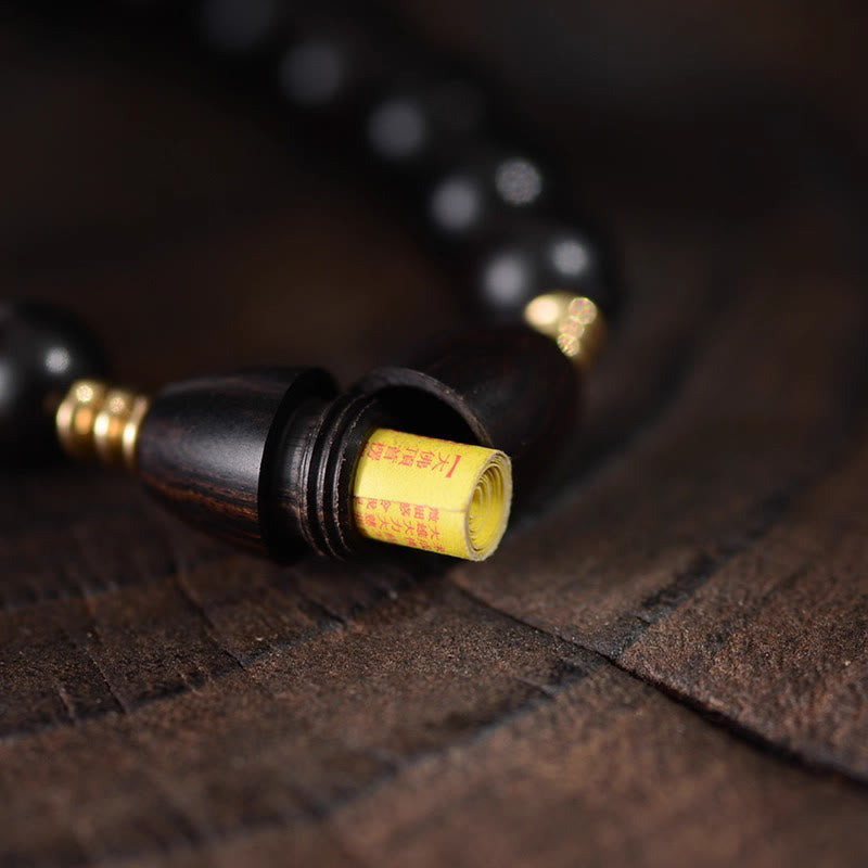 Fortune Jewel Ebony Beads With Sutra Scroll Blessing Protection Bracelet - Fortune Jewel