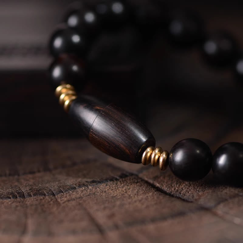 Fortune Jewel Ebony Beads With Sutra Scroll Blessing Protection Bracelet - Fortune Jewel