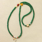 Fortune Jewel Peace Buckle Green Agate Power Support Tibet Mala - Fortune Jewel