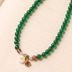 Fortune Jewel Peace Buckle Green Agate Power Support Tibet Mala - Fortune Jewel