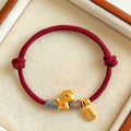 Fortune Jewel 999 Sterling Silver Year of the Horse Fu Character Charm Braided String Faith Bracelet - Fortune Jewel