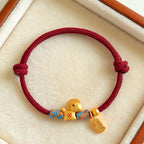 Fortune Jewel 999 Sterling Silver Year of the Horse Fu Character Charm Braided String Faith Bracelet - Fortune Jewel