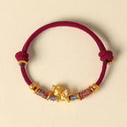 Fortune Jewel Year of the Horse 999 Sterling Silver Plated Gold Braided String Rope Protection Bracelet - Fortune Jewel