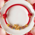 Fortune Jewel Year of the Horse 999 Sterling Silver Plated Gold Braided String Rope Protection Bracelet - Fortune Jewel