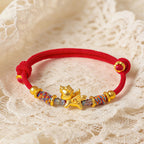Fortune Jewel Year of the Horse 999 Sterling Silver Plated Gold Braided String Rope Protection Bracelet - Fortune Jewel