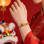 Fortune Jewel Year of the Horse 999 Sterling Silver Plated Gold Braided String Rope Protection Bracelet - Fortune Jewel