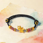 Fortune Jewel Year of the Horse 999 Sterling Silver Plated Gold Braided String Rope Protection Bracelet - Fortune Jewel