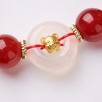 Buddha Stones Chinese Zodiac Year Of The Horse Peace Buckle Red Agate White Chalcedony Confidence Bracelet - Fortune Jewel