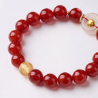 Buddha Stones Chinese Zodiac Year Of The Horse Peace Buckle Red Agate White Chalcedony Confidence Bracelet - Fortune Jewel