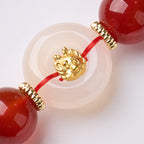 Buddha Stones Chinese Zodiac Year Of The Horse Peace Buckle Red Agate White Chalcedony Confidence Bracelet - Fortune Jewel