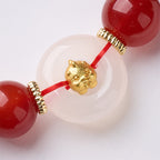 Buddha Stones Chinese Zodiac Year Of The Horse Peace Buckle Red Agate White Chalcedony Confidence Bracelet - Fortune Jewel