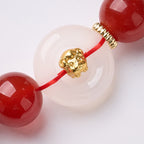 Buddha Stones Chinese Zodiac Year Of The Horse Peace Buckle Red Agate White Chalcedony Confidence Bracelet - Fortune Jewel