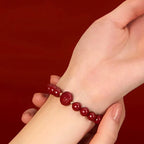 Fortune Jewel Chinese Zodiac Year Of The Horse Carved Cinnabar Peaceful Blessing Bracelet - Fortune Jewel