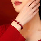 Fortune Jewel Chinese Zodiac Year Of The Horse Carved Cinnabar Peaceful Blessing Bracelet - Fortune Jewel
