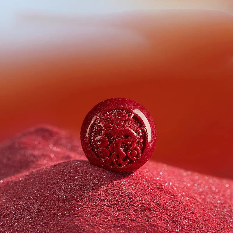 Fortune Jewel Chinese Zodiac Year Of The Horse Carved Cinnabar Peaceful Blessing Bracelet - Fortune Jewel