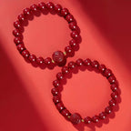 Fortune Jewel Chinese Zodiac Year Of The Horse Carved Cinnabar Peaceful Blessing Bracelet - Fortune Jewel