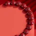 Fortune Jewel Chinese Zodiac Year Of The Horse Carved Cinnabar Peaceful Blessing Bracelet - Fortune Jewel