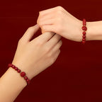Fortune Jewel Chinese Zodiac Year Of The Horse Carved Cinnabar Peaceful Blessing Bracelet - Fortune Jewel