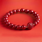 Fortune Jewel Chinese Zodiac Year Of The Horse Carved Cinnabar Peaceful Blessing Bracelet - Fortune Jewel
