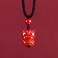 Fortune Jewel Year Of The Horse Chinese Zodiac Engraved Design Cinnabar Blessing Rope Necklace Pendants - Fortune Jewel