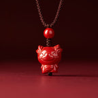 Fortune Jewel Year Of The Horse Chinese Zodiac Engraved Design Cinnabar Blessing Rope Necklace Pendants - Fortune Jewel
