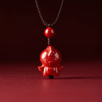 Fortune Jewel Year Of The Horse Chinese Zodiac Engraved Design Cinnabar Blessing Rope Necklace Pendants - Fortune Jewel